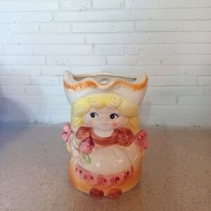 Vintage Relpo Dutch Blond Girl Pitcher Jug Creamer, Mug, Japan Kitsch Girl 1950s